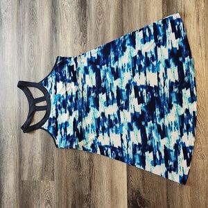 Tel Gear Blue Aqua White Racer Back Athletic Dress With Shelf Bra Size XL